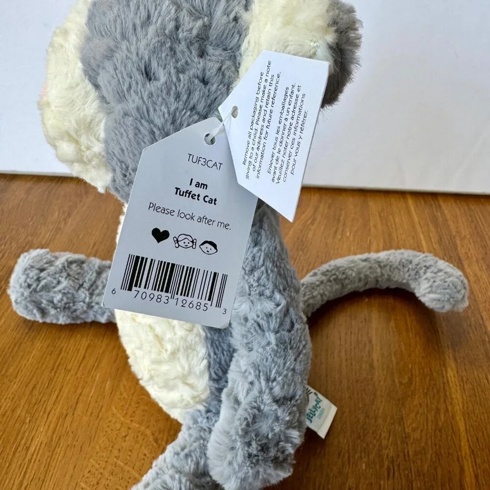 JELLYCAT London Tuffet Cat 12" NEW Soft Plush Stuffed Animal Toy Retired NWT - Picture 4 of 8
